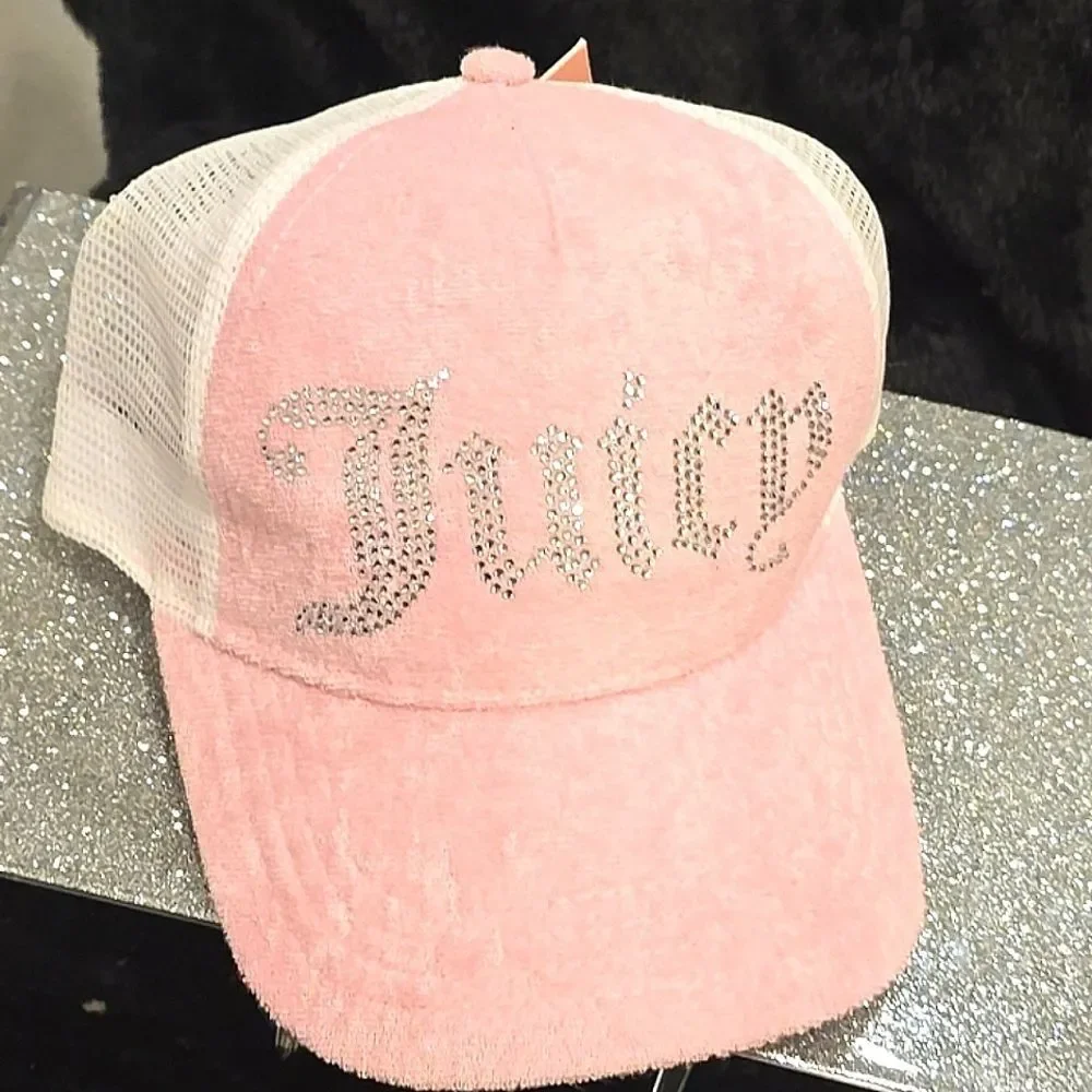 Juicy‎ Couture Rhinestone Logo Velour Snapback Cap